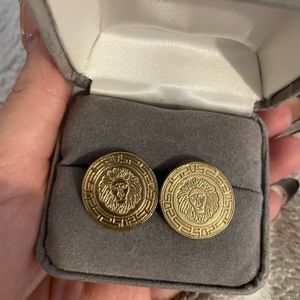 Gold lion coin earrings